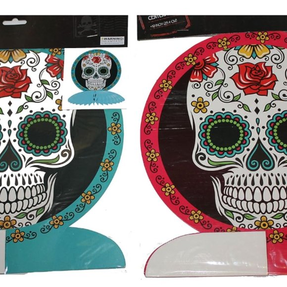 Day of The Dead Party Decoration 2pk 10" Centerpieces Sugar Skulls NEW - Picture 1 of 3
